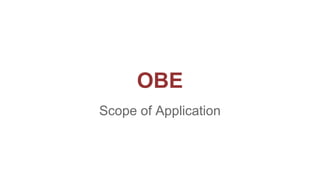 OBE
Scope of Application
 