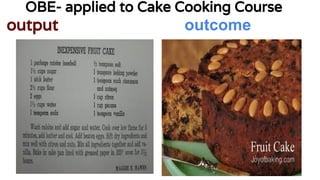 OBE- applied to Cake Cooking Course
output outcome
 