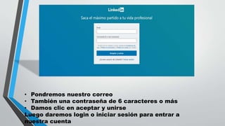 • Pondremos nuestro correo
• También una contraseña de 6 caracteres o más
• Damos clic en aceptar y unirse
Luego daremos login o iniciar sesión para entrar a
nuestra cuenta