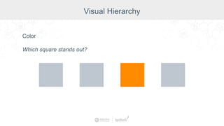 Color
Which square stands out?
Visual Hierarchy
 