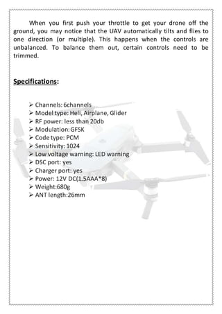 Fabrication of drone | DOCX