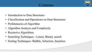 Introduction to Data Structures Sorting and searching | PPT