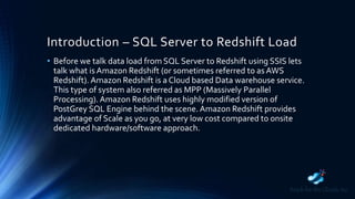 SQL Server to Redshift Data Load Using SSIS | PPT