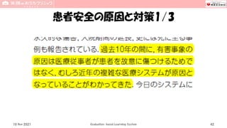患者安全の原因と対策1/3
Evaluation-based Learning System 42
10 Nov 2021
 