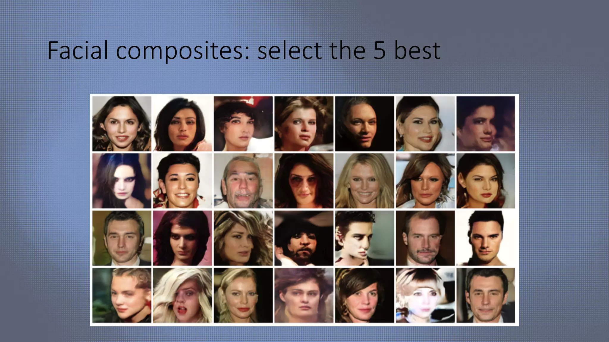 Facial composites: select the 5 best
 