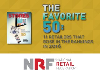 11 RETAILERS THAT
ROSE IN THE RANKINGS
IN 2016
The Magazine of NRF
SEPTEMBER 2016
STORES_1.indd 1 22/08/2016 21:08
 