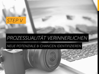 7
STEP V
PROZESSUALITÄT VERINNERLICHEN
NEUE POTENZIALE & CHANCEN IDENTIFIZIEREN
7