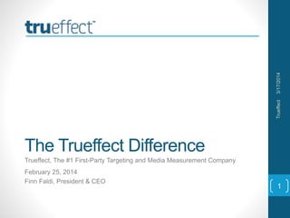 The Trueffect Difference
Trueffect, The #1 First-Party Targeting and Media Measurement Company
February 25, 2014
Finn Faldi, President & CEO
3/17/2014Trueffect
1
 