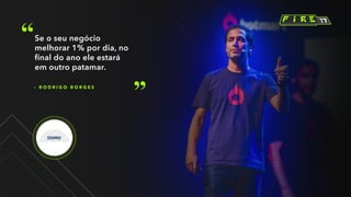 – R O D R I G O B O R G E S
Se o seu negócio
melhorar 1% por dia, no
final do ano ele estará
em outro patamar.
 