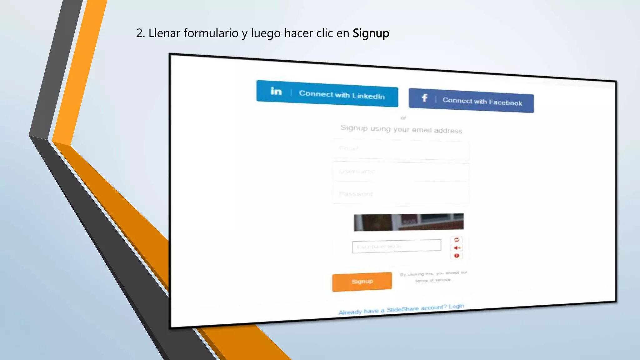 2. Llenar formulario y luego hacer clic en Signup
 