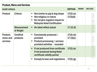 Ms Code Halal HALAL INTERNAL AUDIT (FOOD : MALAYSIA HALAL CERTIFICATION REQUIREMENTS ...