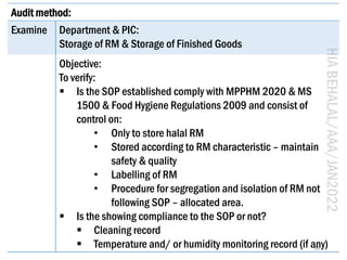 Ms Code Halal HALAL INTERNAL AUDIT FOR FOOD SERVICES AND MANUFACTURING | PDF