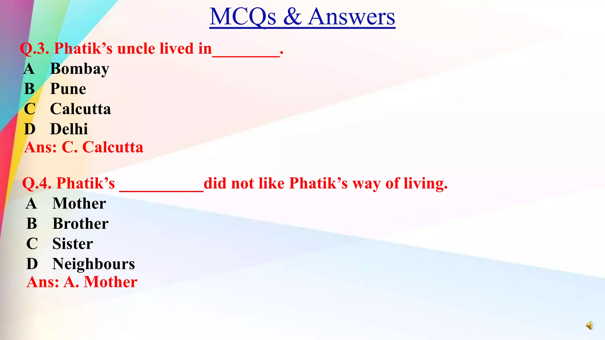 Homecoming By Rabindranath Tagore Question Answers MCQs_PPT_Homecoming By Rabindranath Tagore | PPT