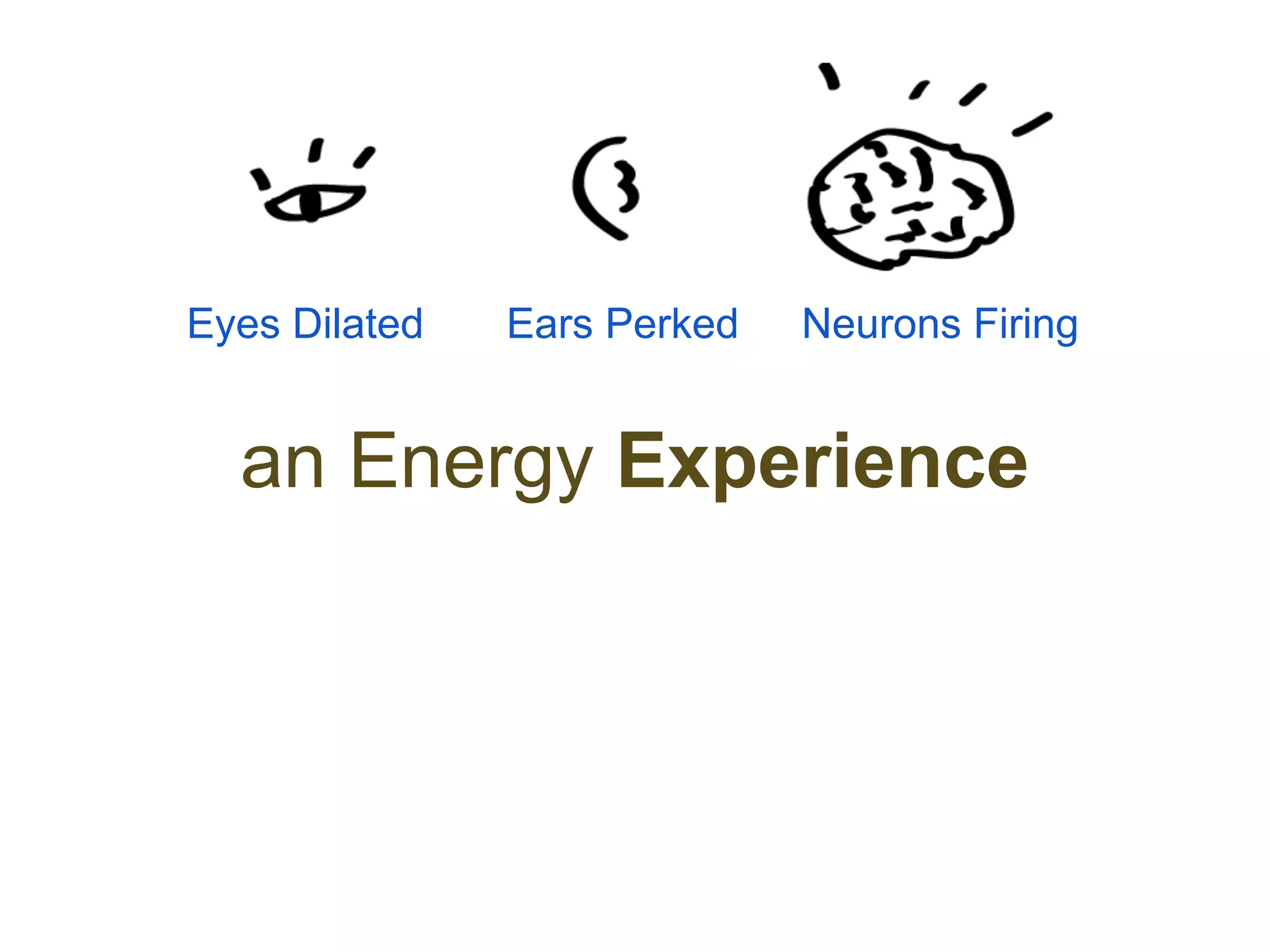 Eyes Dilated   Ears Perked   Neurons Firing


  an Energy Experience
 