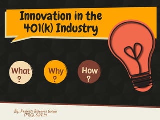 Innovation in the 401k Industry by Sharon Pivirotto