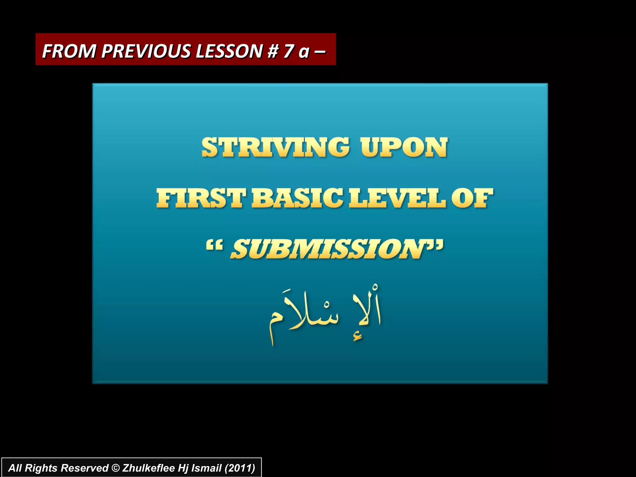 All Rights Reserved © Zhulkeflee Hj Ismail (2011) FROM PREVIOUS LESSON # 7 a –  