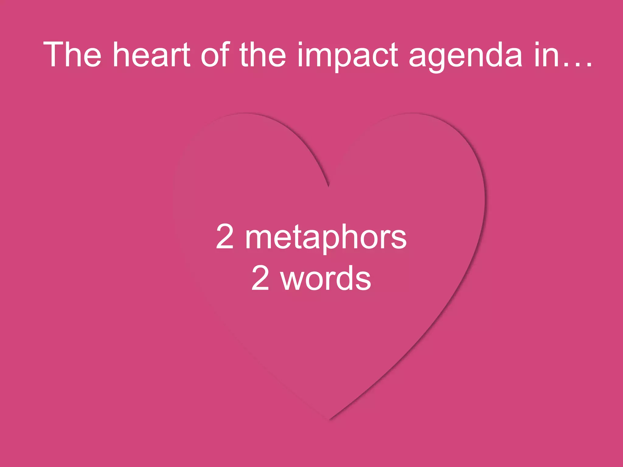 The heart of the impact agenda in…
2 metaphors
2 words
 