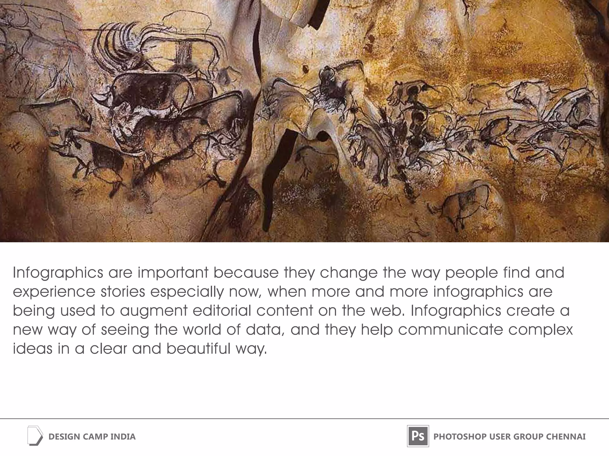 Infographics are important because they change the way people find and
experience stories especially now, when more and more infographics are
being used to augment editorial content on the web. Infographics create a
new way of seeing the world of data, and they help communicate complex
ideas in a clear and beautiful way.
 