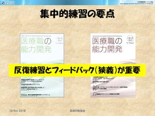 集中的練習の要点
10 Nov 2018 ID医療 勉強会
反復練習とフィードバック（狭義）が重要
 