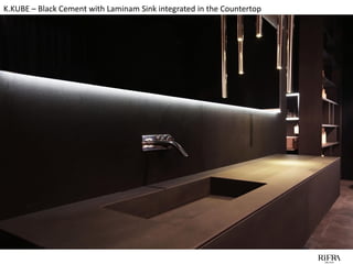 K.KUBE – Black Cement with Laminam Sink integrated in the Countertop
 