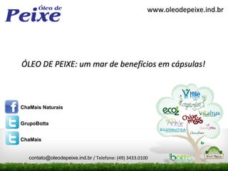 www.oleodepeixe.ind.br




ÓLEO DE PEIXE: um mar de benefícios em cápsulas!



ChaMais Naturais


GrupoBotta


ChaMais


   contato@oleodepeixe.ind.br / Telefone: (49) 3433.0100
 
