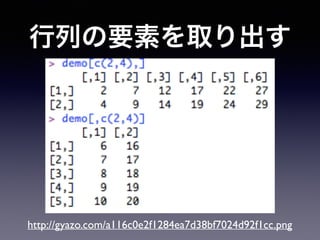 行列の要素を取り出す
http://gyazo.com/a116c0e2f1284ea7d38bf7024d92f1cc.png
 