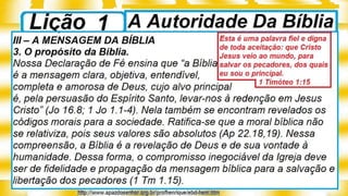 Slideshare Lição 1, A Autoridade Da Bíblia, 1tr22, Pr Henrique, EBD NA TV