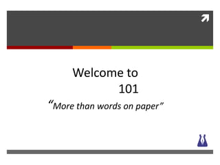 Welcome to  Résumé́ 101 “More than words on paper” 