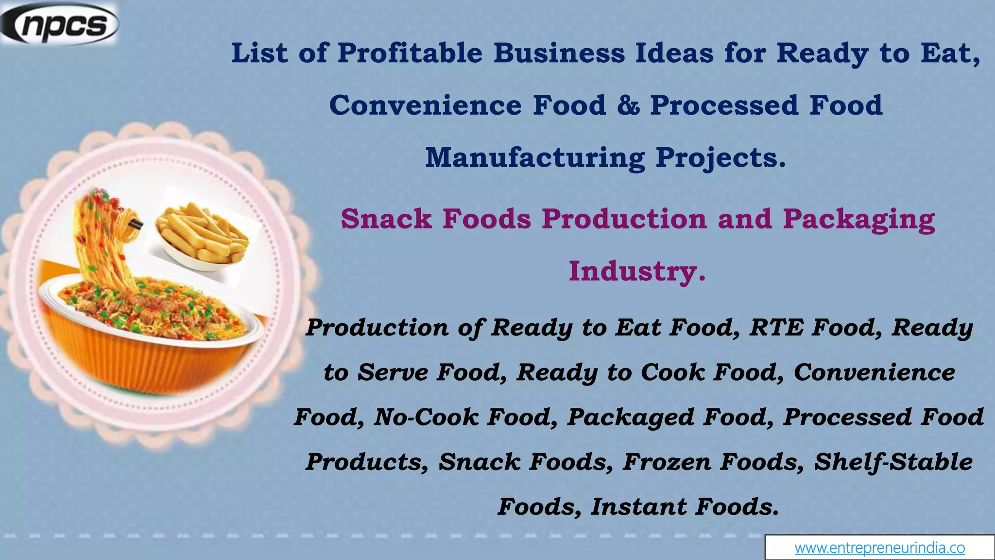 View of List of Profitable Business Ideas for Ready to Eat, Convenience Food ...