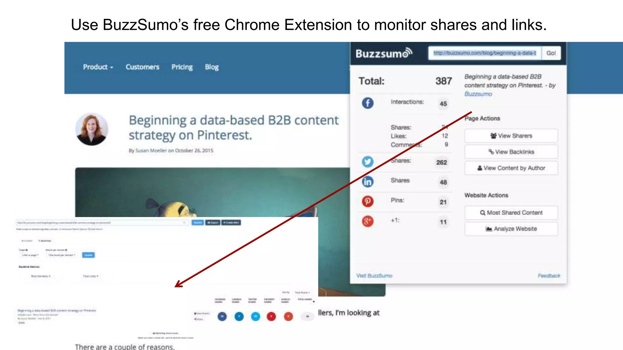 Use BuzzSumo’s free Chrome Extension to monitor shares and links.
 