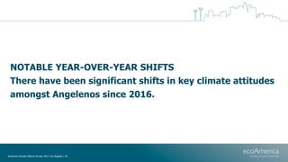 NOTABLE YEAR-OVER-YEAR SHIFTS
There have been significant shifts in key climate attitudes
amongst Angelenos since 2016.
Am...
