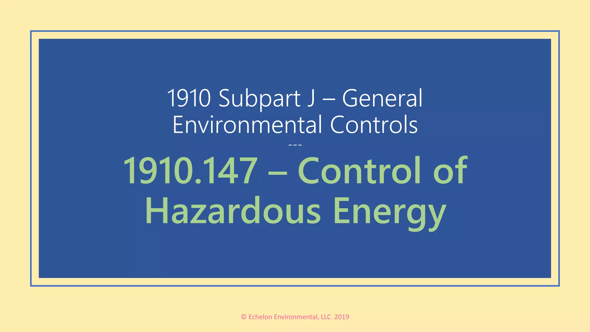 OSHA Lockout / Tagout Rule PPT