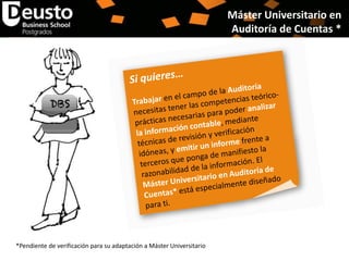 Máster Universitario en
Auditoría de Cuentas
 