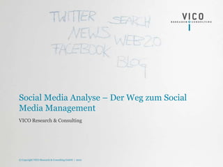 © Copyright VICO Research & Consulting GmbH  |  2010 Social Media Analyse – Der Weg zum Social Media Management VICO Research & Consulting 