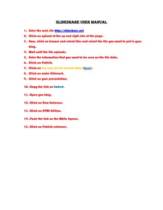 Slideshare User Manual ,[object Object]