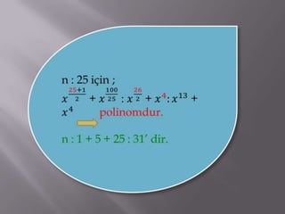 Matematik Polinomlar da Derece