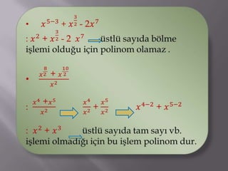 Matematik Polinomlar da Derece