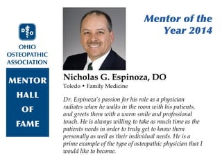 Ohio Osteopathic Association Mentor Hall of Fame, 2013-2014