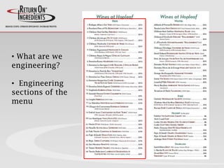 • What are we
engineering?
• Engineering
sections of the
menu
 