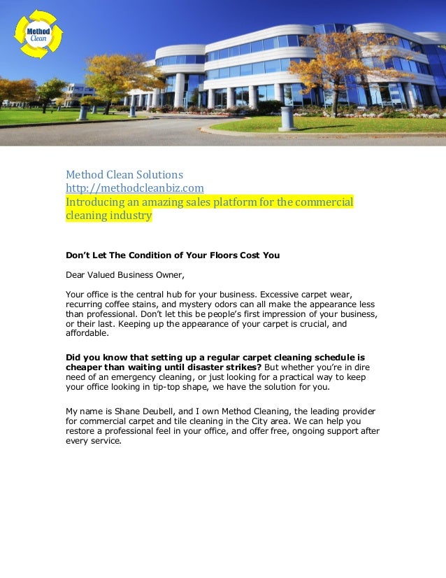 sample cleaning service sales letter