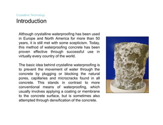 Integral Crystalline Waterproofing Technology | PDF