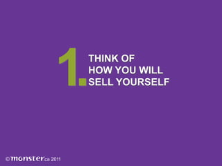 1.THINK OFHOW YOU WILLSELL YOURSELF