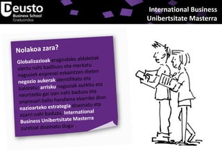 International Business
Unibertsitate Masterra

 