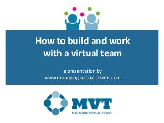 How to build and work
with a virtual team
a presentation by
www.managing-virtual-teams.com

 