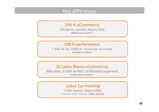 78
Recette by Altics
Tester attentes et
comportements digitaux
Testing
Concevoir des parcours
d’achat «zéro grain de sable»
e-Merchandising
Accompagner vos équipes
et sélectionner les outils adaptés
Solutions
www.altics.fr 04 72 76 94 00 win@altics.fr
 