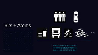 Bits + Atoms
0101010101010101010101
1010101010101011100111
0001110010101010101001
 