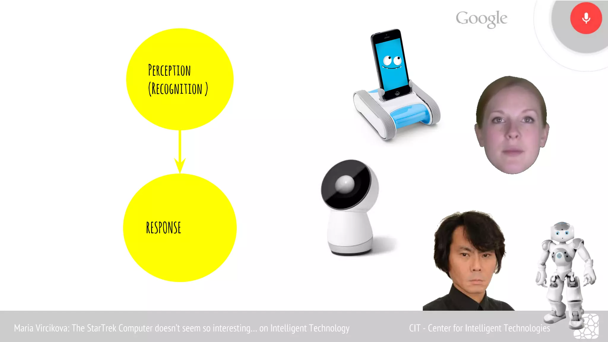 Perception 
(Recognition ) 
RESPONSE 
Maria Vircikova: The StarTrek Computer doesn’t seem so interesting… on Intelligent Technology CIT - Center for Intelligent Technologies 
 