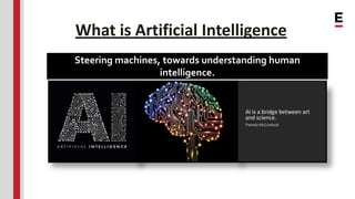 What is Artificial Intelligence
Steering machines, towards understanding human
intelligence.
 