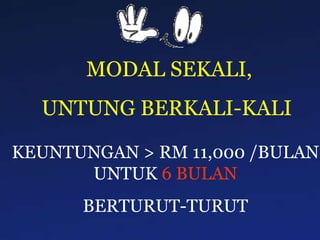 MODAL SEKALI, UNTUNG BERKALI-KALI KEUNTUNGAN > RM 11,000 /BULAN UNTUK  6 BULAN BERTURUT-TURUT 