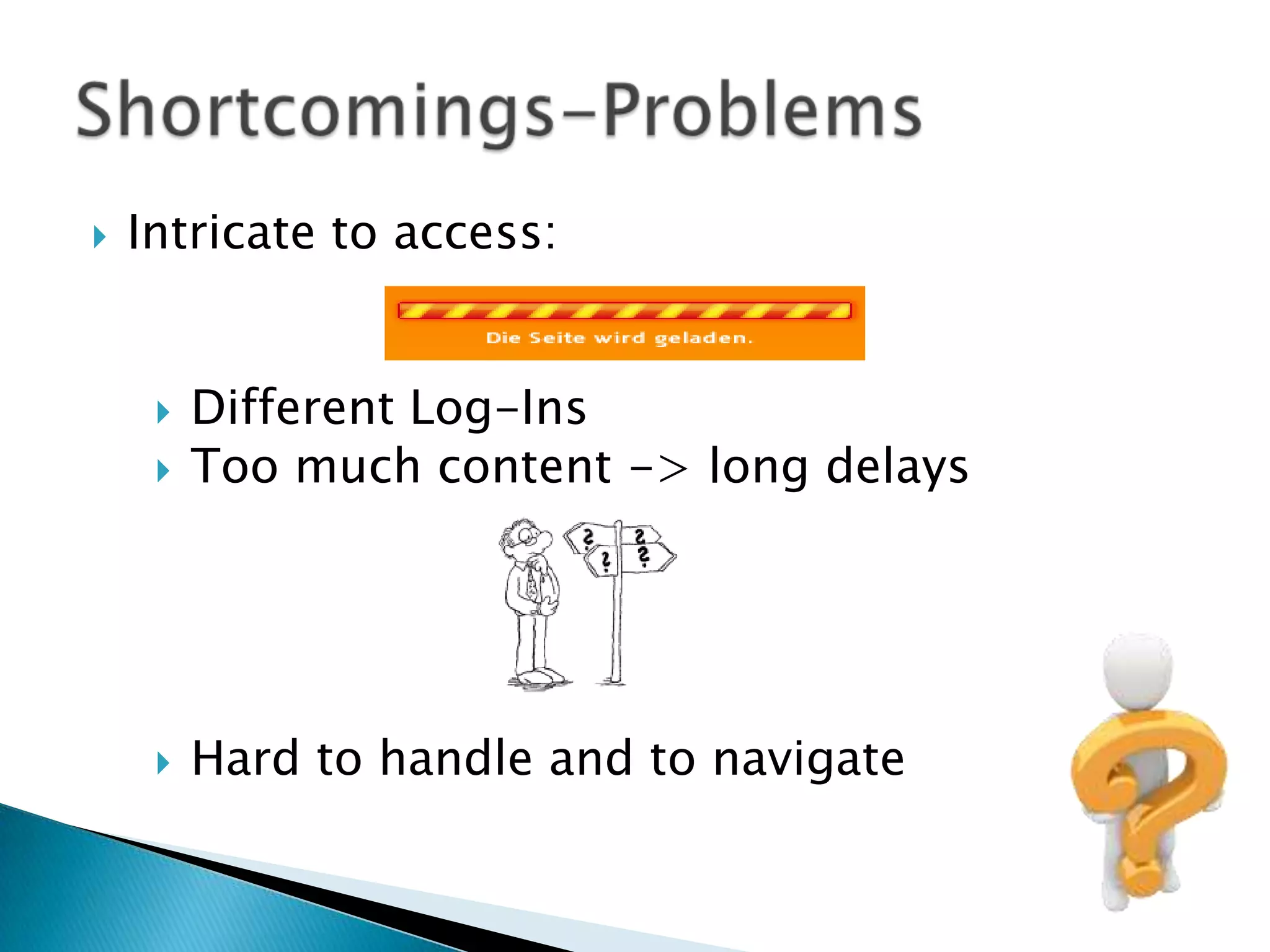 Shortcomings-ProblemsIntricate to access: